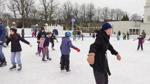 Winter adventures on ice rink - Folkets Park Stock Footage 307297110