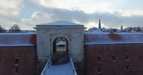 Winter aerial drone view of small town Stock Footage 112977741