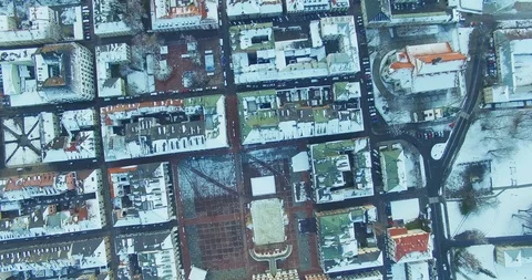 Winter aerial drone view of small town Stock Footage 112986944