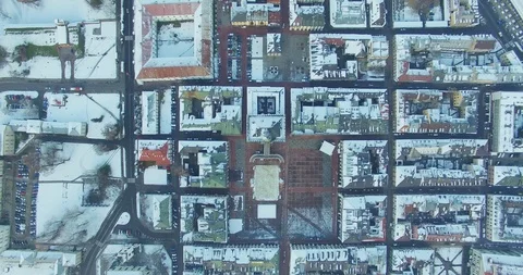 Winter aerial drone view of small town Stock Footage 112990121