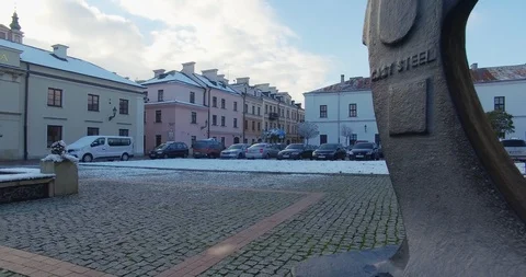 Winter aerial drone view of small town Stock Footage 113001241