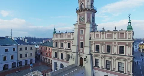 Winter aerial drone view of small town Stock Footage 113003566