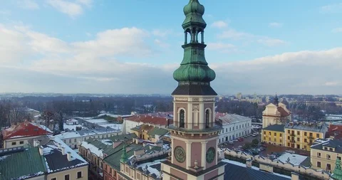 Winter aerial drone view of small town Stock Footage 113007883