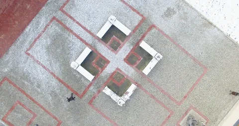 Winter aerial drone view of small town Stock Footage 113011376