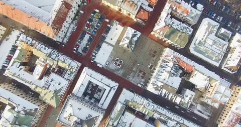 Winter aerial drone view of small town Stock Footage 113011402