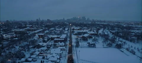 Winter Aerial Over 2nd Between 19th and 22nd Towards Skyline NE Minneapolis MN Stock Footage 230563866