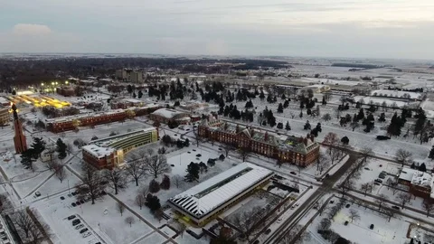 Winter Aerial Over University Stock Footage