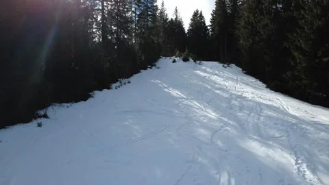 Winter aerial panorama of Black Forest with snow and blue sky Stock Footage 329938148