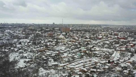 Winter aerial view of cityscape of Dnipro city. Stock Footage 101020554