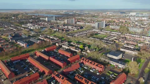 Winter Aerial View Moving Forward Over Hoogezand Netherlands Vídeos de archivo 325944387