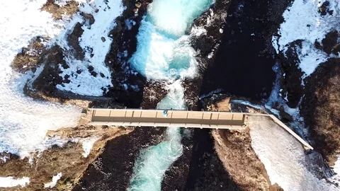 Winter aerial view of the river in the mountains Stock Footage 89344193