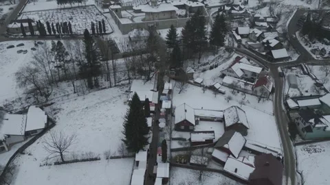 Winter aerial view of snow covered monastery complex Stock Footage 341767082