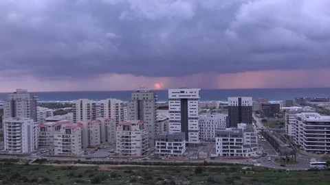 Winter after sunset in Haifa Video stock 103217746