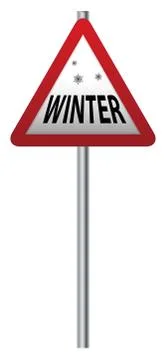 Winter Ahead Signpost Stock Illustration