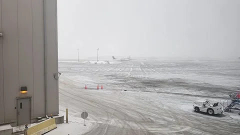 Winter airport activity Calgary March 4 2026 Stock Footage 330759531