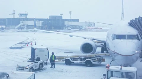 Winter at the airport Stock Footage 47922538