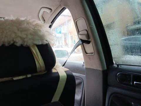 Winter in Almaty, inside a car. Stock Photos