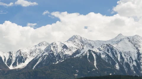 Winter alpine mountains timelapse. Panning right video. Stock Footage 46636165