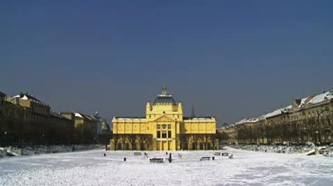Winter ambience of Art pavilion Stock Footage 10749375