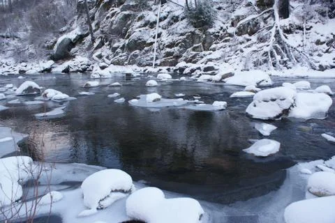 Winter at the American River Stock Photos