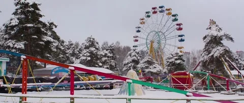 Winter amusement Park Stock Footage 63562169