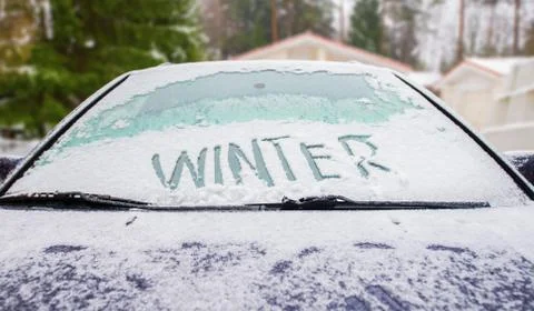 Winter and car Stock Photos