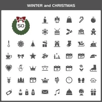 Winter and Christmas vector icon set Illustrazione stock
