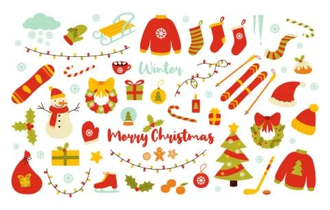 Winter and Christmas vector illustrations Stock Illustration