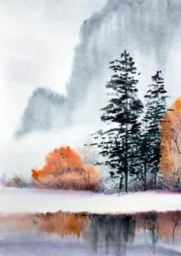 Winter and mountains Stock Illustration