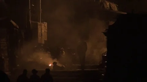 Winter and smoke Stock Footage 72337087