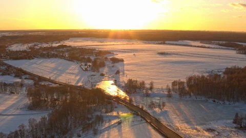 Winter and sunset. Stock Footage 104312639
