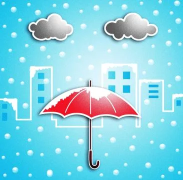 Winter and  umbrella Ilustración de archivo
