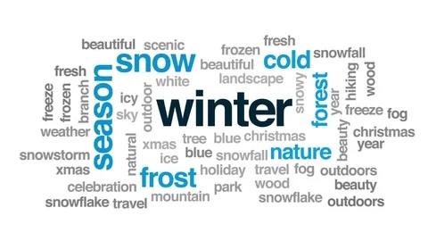 Winter animated word cloud, text design animation. Stock Footage
