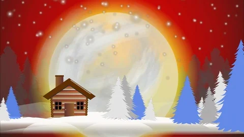 Winter animation on red background Stock Footage 122023173