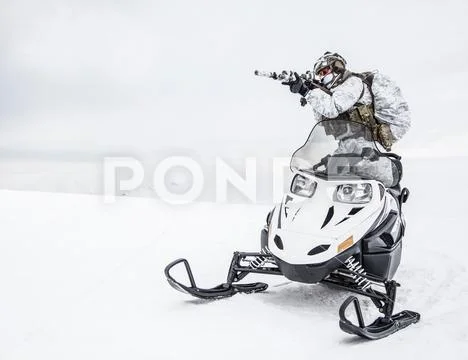 Winter arctic mountains warfare Stock Photos