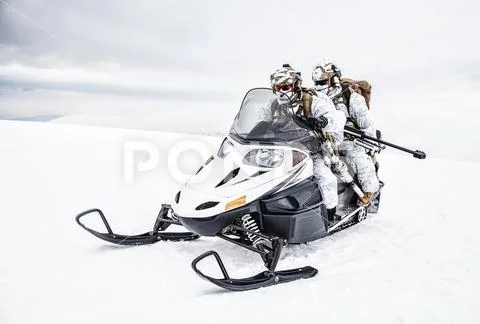 Winter arctic mountains warfare Stock Photos