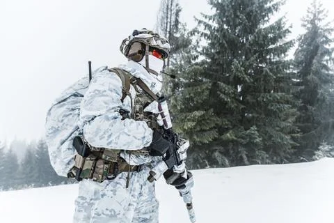 Winter arctic warfare Foto stock