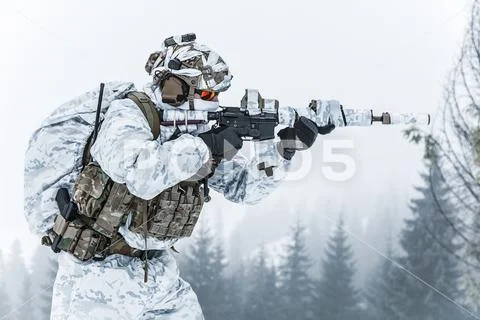 Winter arctic warfare Stock Photos