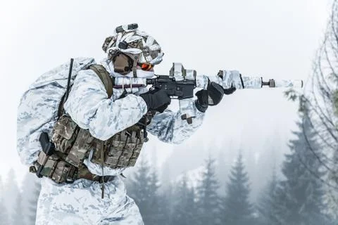 Winter arctic warfare Stock Photos