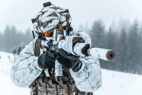 Winter arctic warfare Stock Photos