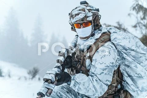 Winter arctic warfare Stock Photos