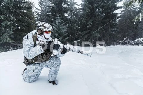 Winter arctic warfare Stock Photos