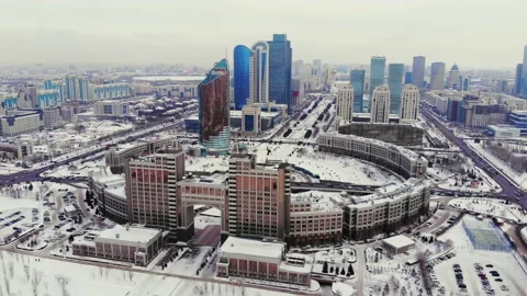 Winter Astana  from the air. Stock Footage 170013193