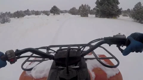 Winter ATV Ride In Deep Snow- Slow Motion Stockbeeldmateriaal 312410764