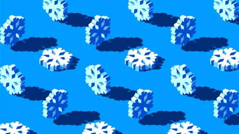 Winter background with 3D snowflakes pattern on blue backdrop. Christmas Stock Illustration