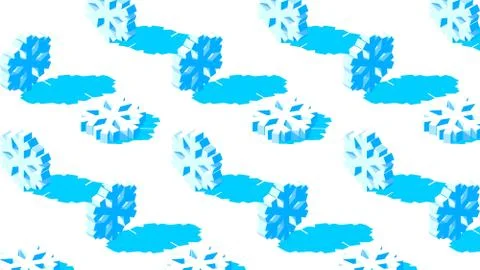 Winter background with 3D snowflakes pattern on white backdrop. Christmas Stock Illustration