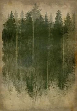 Winter background and pine trees illustration Stock Illustration