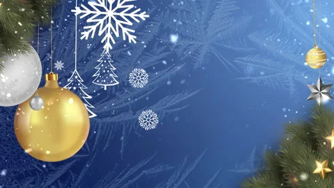 Winter background with animated Christmas tree toys  no title Stock Footage 166711150