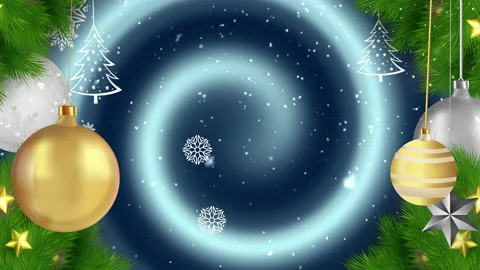 Winter background with animated Christmas tree toys,Christmas tree branch. Stock Footage 166712544