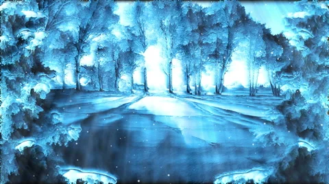 Winter background animation and falling snow loop Video stock 53257236